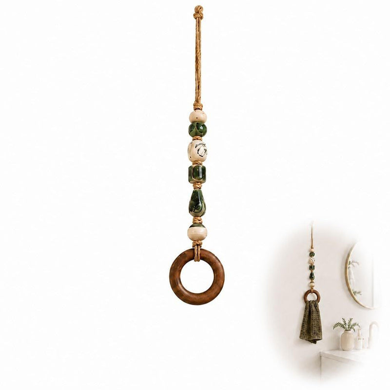 🧺 50% DE RÉDUCTION! 🌸 Porte-serviette en perles – Céramique, jute & bois – Style bohème ✨