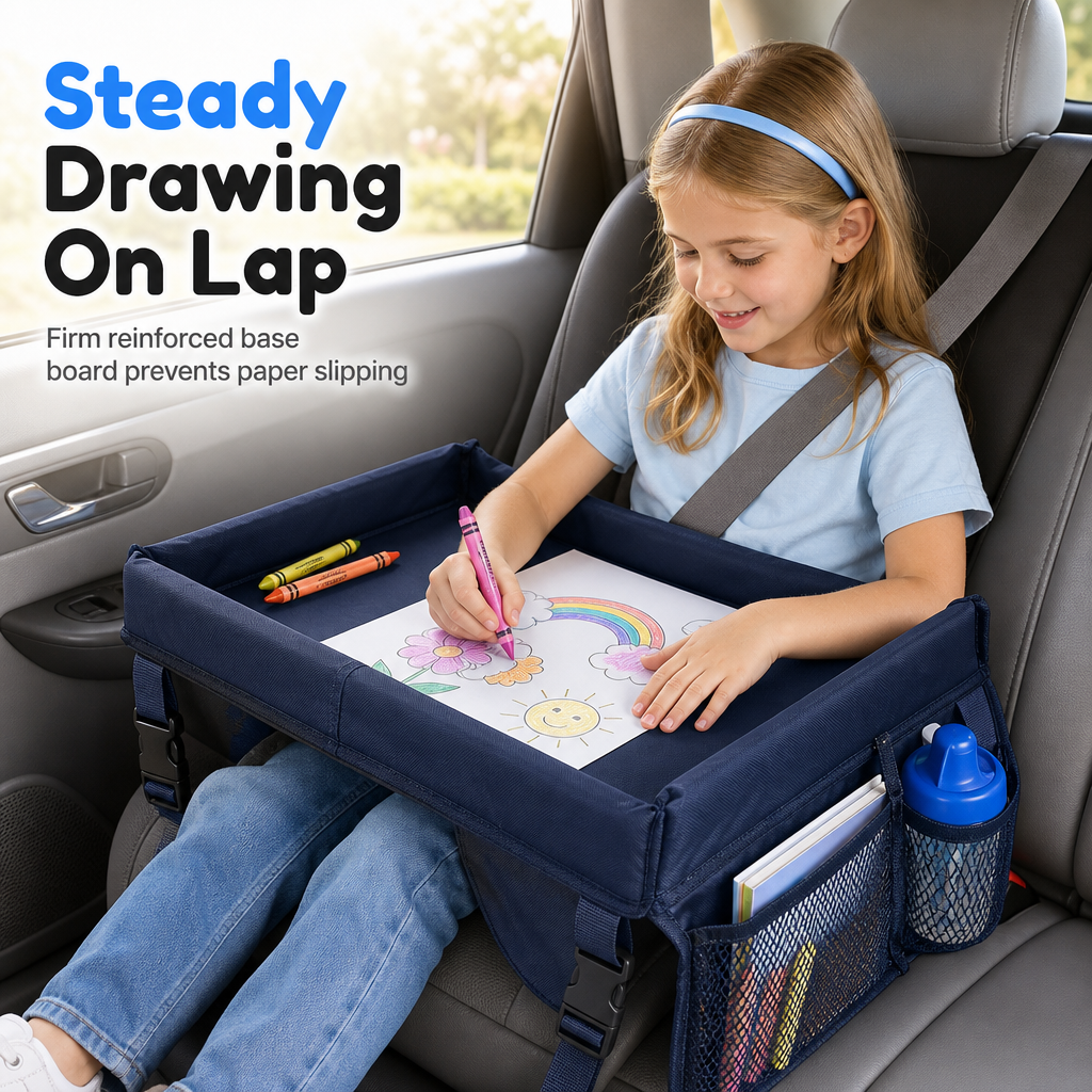🚗 OFFRE LIMITÉE -50% 🎨 Plateau de Voyage Enfant — Rembourrage Ergonomique & Rebords Anti-Chute