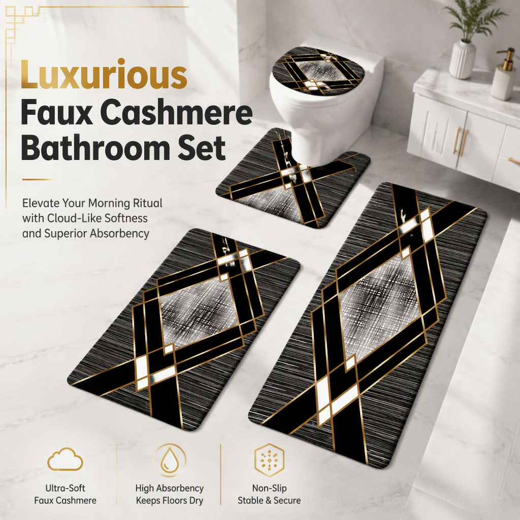 🛁 PROMO FLASH : 50% DE RÉDUCTION ! Lot de 4 Tapis de Salle de Bain Imitation Cachemire – Fibres Épaisses Ultra-Douces, Surpiqûre Premium & Antidérapant for un Confort Nuageux dans Toute la Salle de Bain ✨🧴