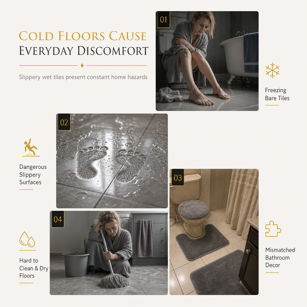 🛁 PROMO FLASH : 50% DE RÉDUCTION ! Lot de 4 Tapis de Salle de Bain Imitation Cachemire – Fibres Épaisses Ultra-Douces, Surpiqûre Premium & Antidérapant for un Confort Nuageux dans Toute la Salle de Bain ✨🧴