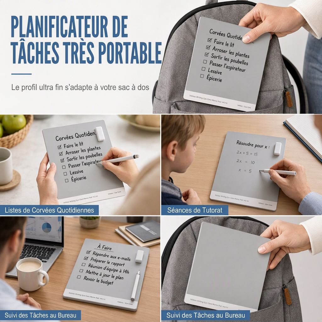 📋 PROMO FLASH : 50% DE RÉDUCTION ! Tableau Blanc Magnétique Sans Encre – Stylet 0,5 mm, Effacement Instantané & Protection Oculaire for une Écriture Propre et Portable ✨✍️