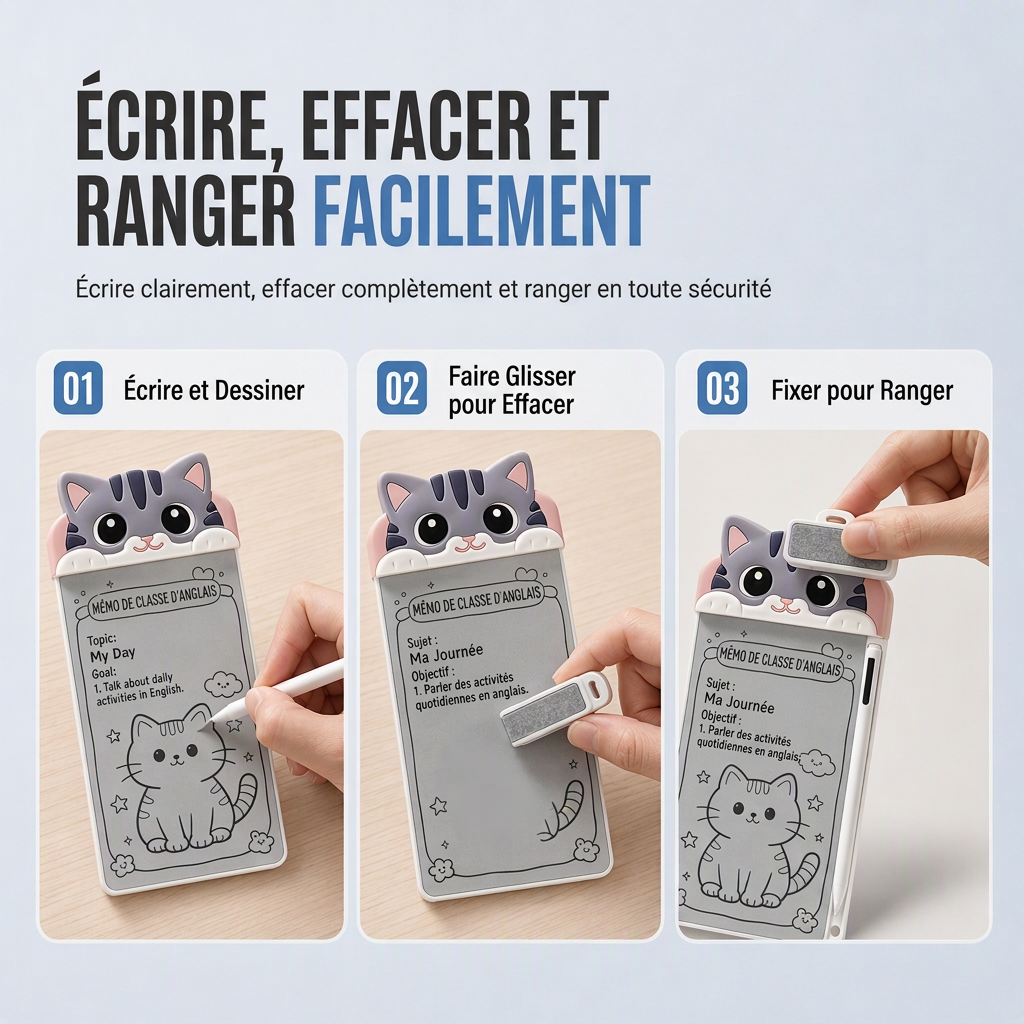 📋 PROMO FLASH : 50% DE RÉDUCTION ! Tableau Blanc Magnétique Sans Encre – Stylet 0,5 mm, Effacement Instantané & Protection Oculaire for une Écriture Propre et Portable ✨✍️