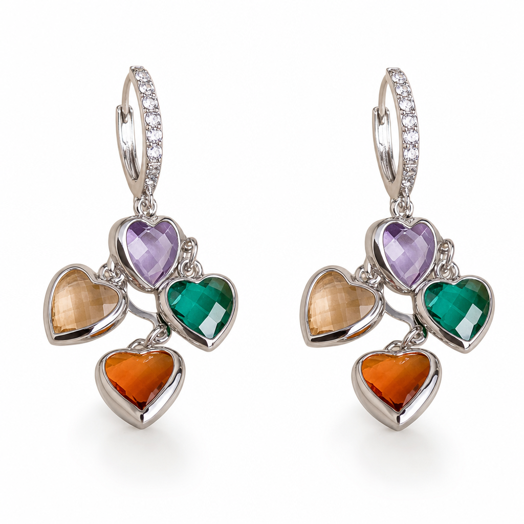 ⏳50 % de réduction pour une durée limitée⏰Boucles d'oreilles pendantes rétro colorées avec pendentifs en forme de cœur et pompons pour femmes – Bijoux tendance à boucle d'oreille❤️💚💙