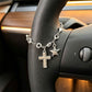 Retro Alloy Car Steering Wheel Pendant Cross Star Charm Ornament
